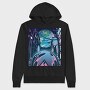 Futuristic City Neon Cyberpunk, Hanorac Oversize Barbati (Unisex)