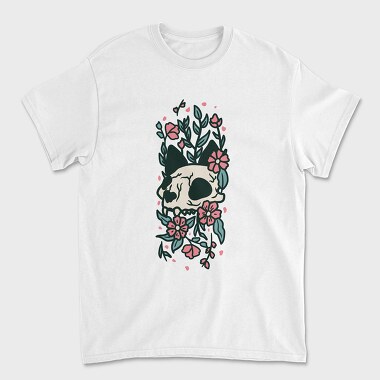 Floral Cat Skull Flowers, Tricou Barbati (Unisex)
