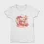 Floral Cup Of Tea Pink Kawaii, Tricou Femei