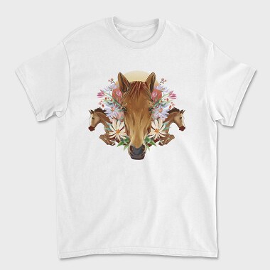 Floral Horses Collage Geometry, Tricou Barbati (Unisex)