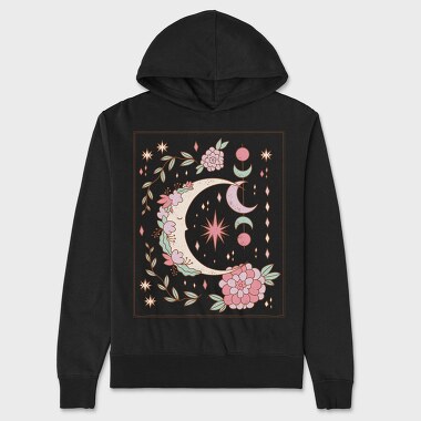 Floral Ornamental Moon Decoration, Hanorac Oversize Barbati (Unisex)