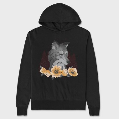 Floral Wolf Mug, Hanorac Oversize Barbati (Unisex)