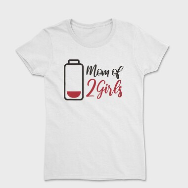 Girl Mom Battery Funny Momo Of Two Girls, Tricou Femei