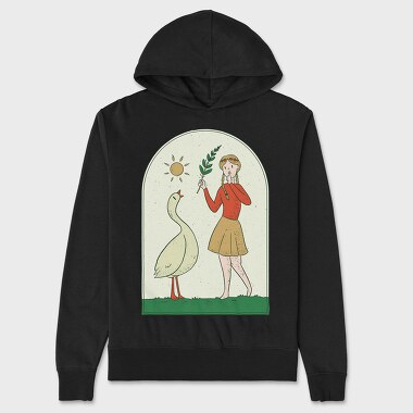 Girl With Goose, Hanorac Oversize Barbati (Unisex)