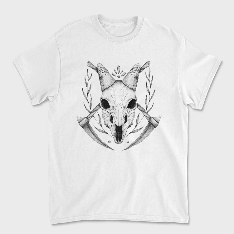 Goat Skull Hand Drawn, Tricou Barbati (Unisex)