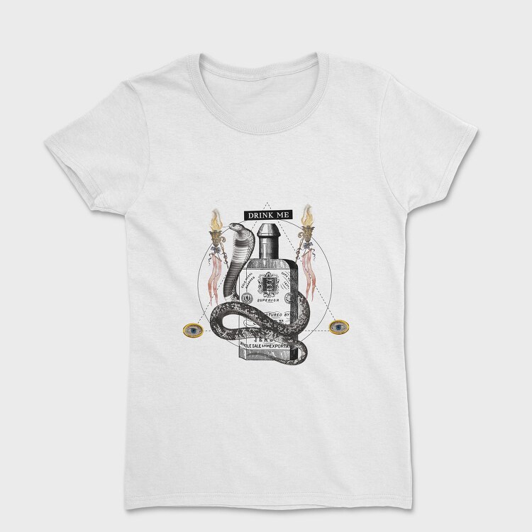 Snake Animal On Poison Bottle Vintage, Tricou Femei