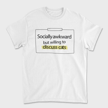 Socially Awkward Cat Name Tag, Tricou Barbati (Unisex)