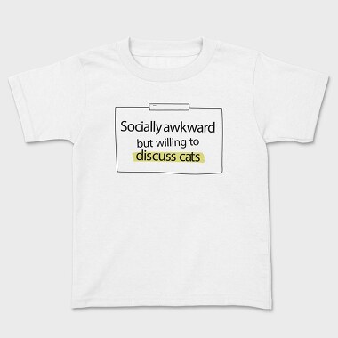 Socially Awkward Cat Name Tag, Tricou Copii
