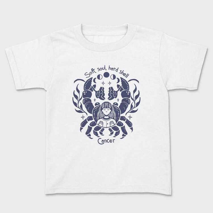 Soft Soul Hard Shell Cancer Zodiac Handmade, Tricou Copii