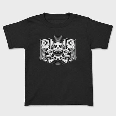 Speakers And Skulls Hand Drawn, Tricou Copii