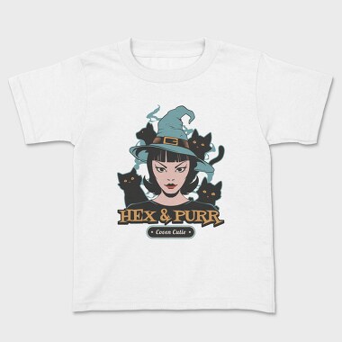 Spooky Witch And Cats Coven Halloween, Tricou Copii