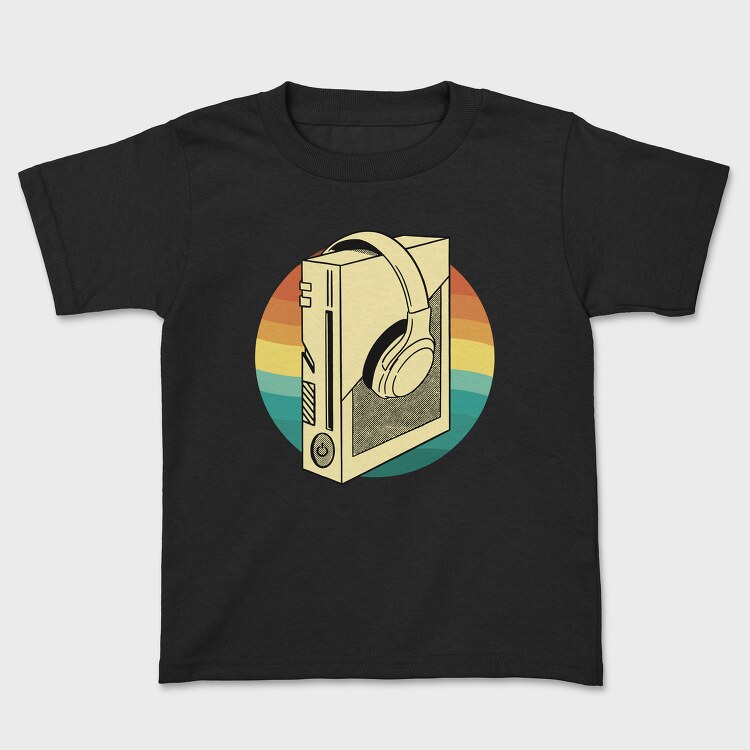 Game Console And Headphones Gaming Retro Sunset, Tricou Copii