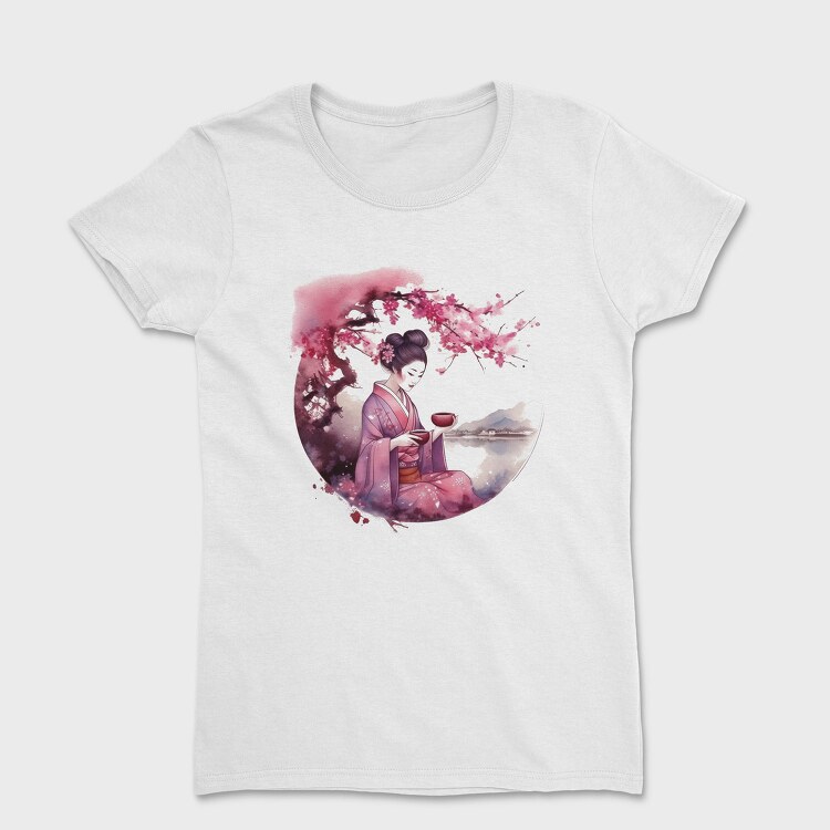 Geisha With Sakura Tea, Tricou Femei