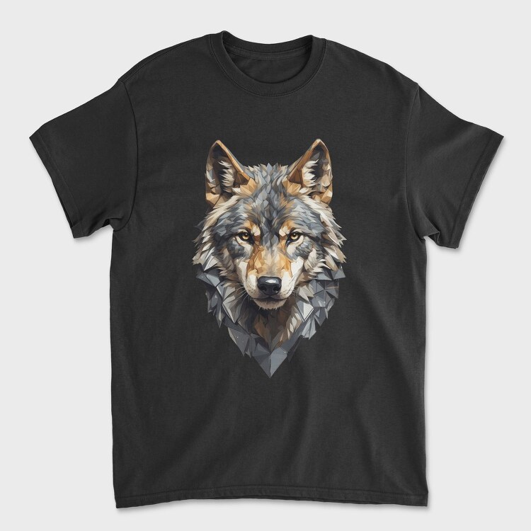 Geometric Wolf Head, Tricou Barbati (Unisex)