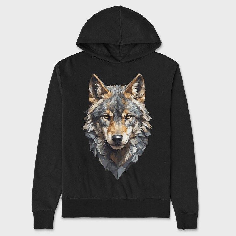 Geometric Wolf Head, Hanorac Oversize Barbati (Unisex)
