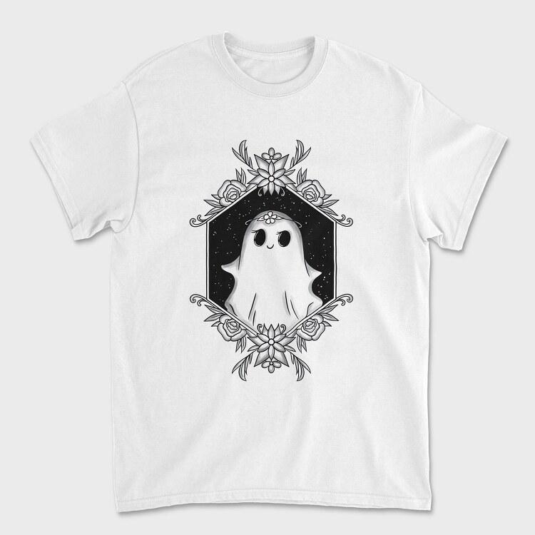 Ghost With Floral Decoration, Tricou Barbati (Unisex)