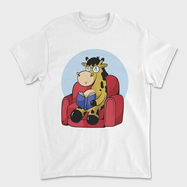 Giraffe Reading In Couch Jiraffe, Tricou Barbati (Unisex)