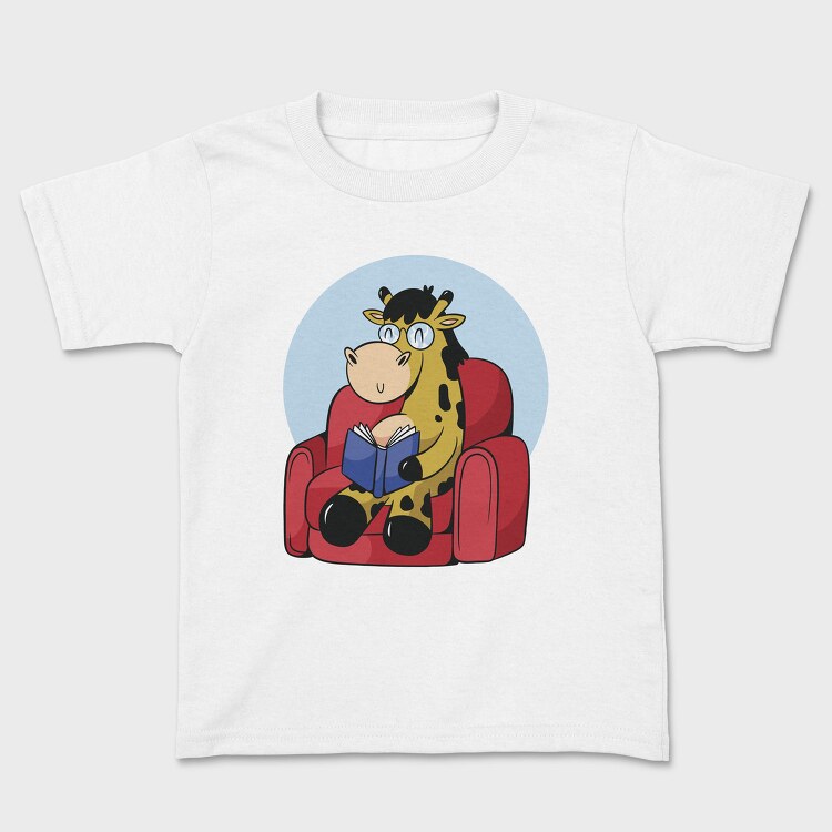 Giraffe Reading In Couch Jiraffe, Tricou Copii