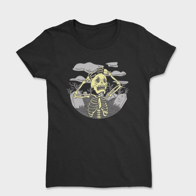 Graveyard Skeleton Unhappy Squeleton In A, Tricou Femei