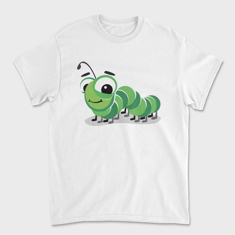 Green Caterpillar Smile, Tricou Barbati (Unisex)