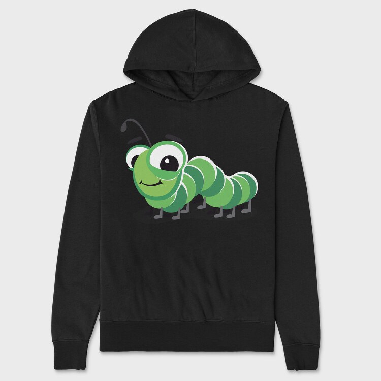 Green Caterpillar Smile, Hanorac Oversize Barbati (Unisex)