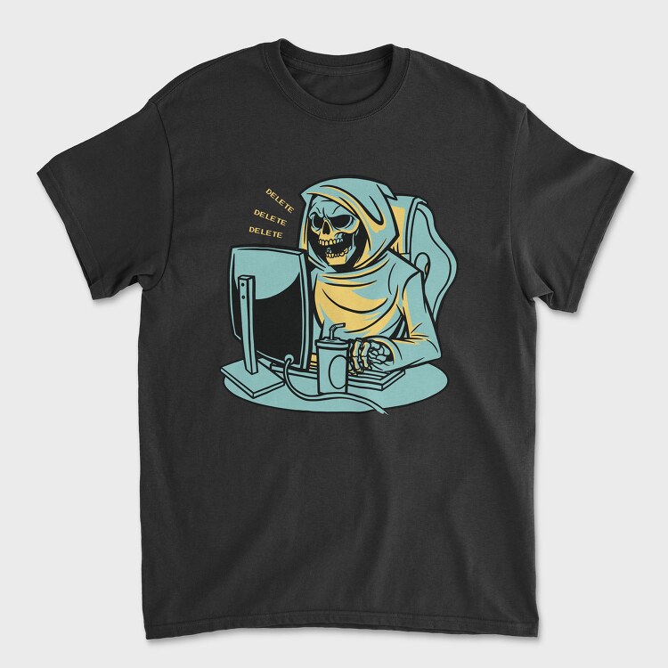 Grim Reaper Working From Home Skull, Tricou Barbati (Unisex)