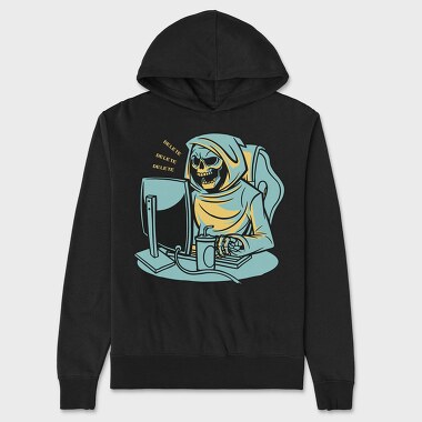 Grim Reaper Working From Home Skull, Hanorac Oversize Barbati (Unisex)
