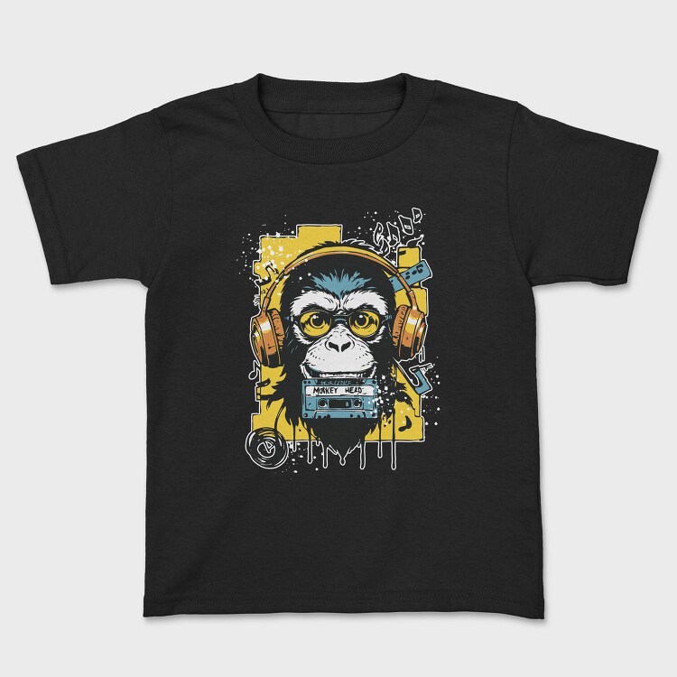 Groovy Monkey Dj Music Head, Tricou Copii