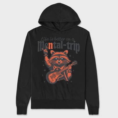 Guitar Playing Raccoon, Hanorac Oversize Barbati (Unisex)
