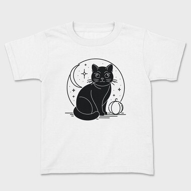 Halloween Mystical Black Cat, Tricou Copii