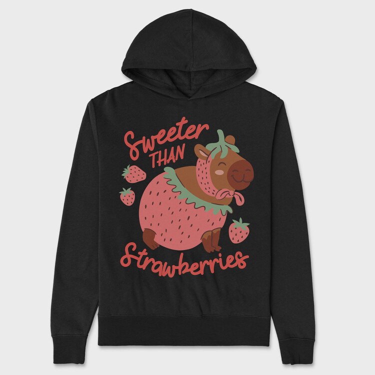 Strawberry Sweet Capybara 03, Hanorac Oversize Barbati (Unisex)