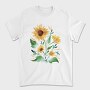 Sunflower Watercolor Flowers Leaves Tote, Tricou Barbati (Unisex)