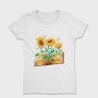 Sunflowers Coming Out Of Book Watercolor, Tricou Femei