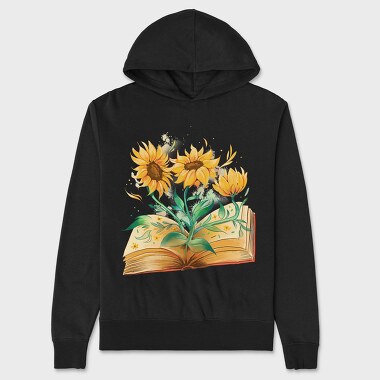 Sunflowers Coming Out Of Book Watercolor, Hanorac Oversize Barbati (Unisex)