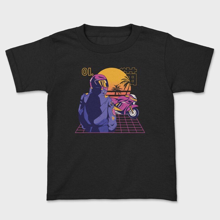 Synthwave Motorcyclist, Tricou Copii