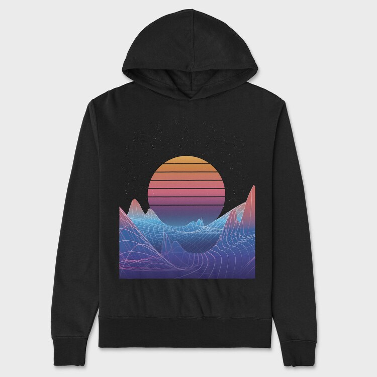 Synthwave Sunset, Hanorac Oversize Barbati (Unisex)