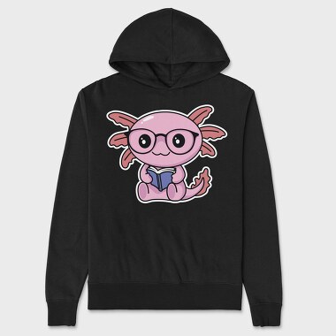 Kawaii Axolotl Reading, Hanorac Oversize Barbati (Unisex)