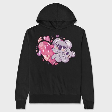 Kawaii Koala Anime Animals, Hanorac Oversize Barbati (Unisex)