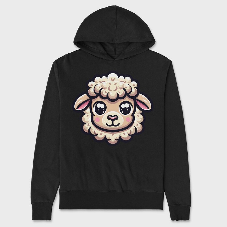 Kawaii Sheep Face, Hanorac Oversize Barbati (Unisex)
