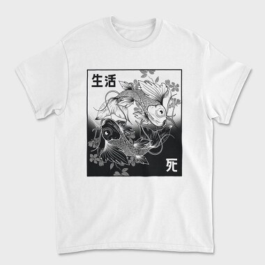 Koi Yin Yang Life Death Hand Drawn, Tricou Barbati (Unisex)