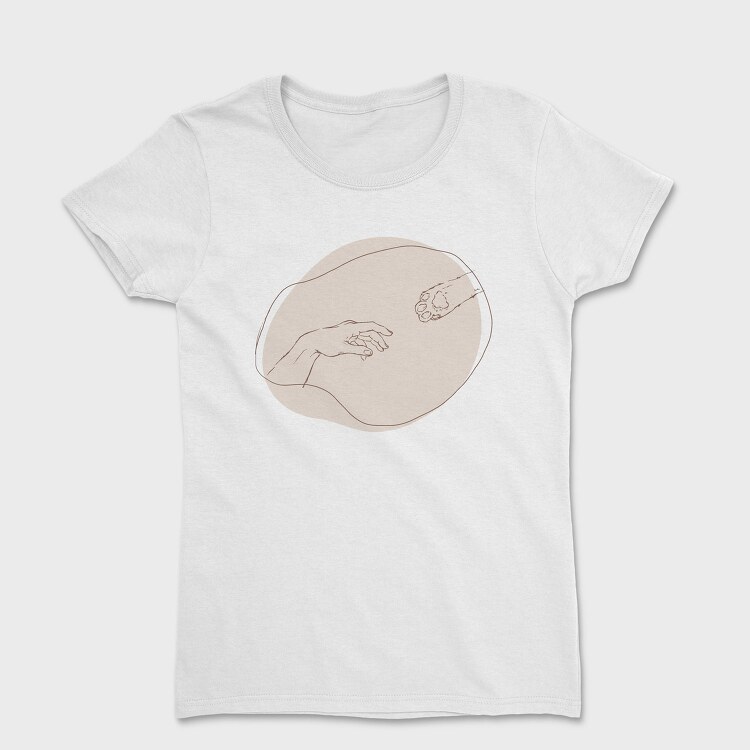 Hand And Cat Animal Paw Creation Moment, Tricou Femei