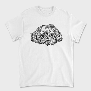 Hand Drawn Dog Face Shihtzu, Tricou Barbati (Unisex)