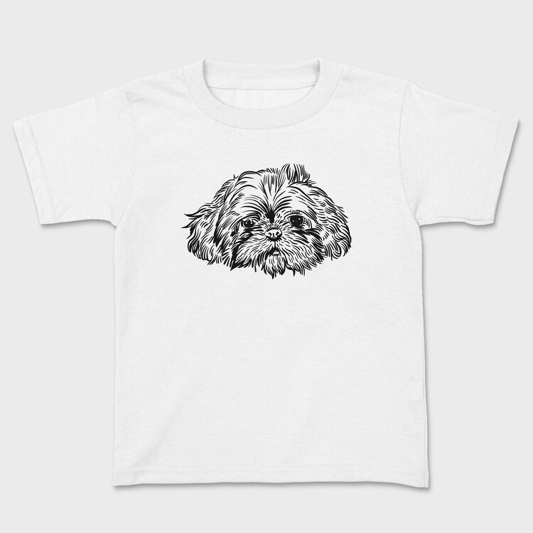 Hand Drawn Dog Face Shihtzu, Tricou Copii