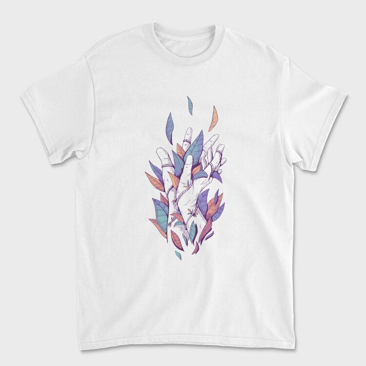 Hands With Color Leaves Plants, Tricou Barbati (Unisex)