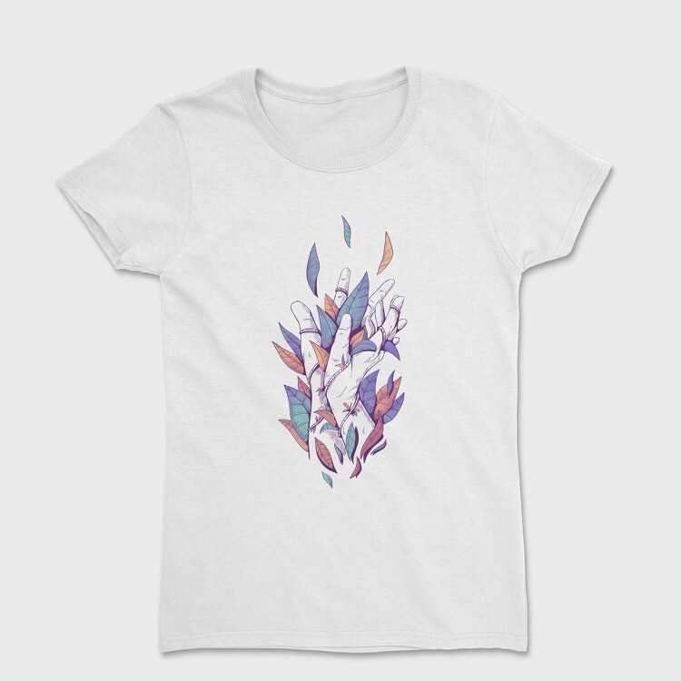 Hands With Color Leaves Plants, Tricou Femei