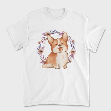 Happy Corgi Dog Watercolor Pillow, Tricou Barbati (Unisex)