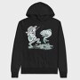 Happy Fisherman And Fish Cartoon, Hanorac Oversize Barbati (Unisex)