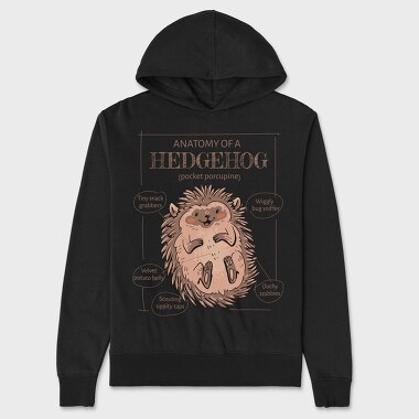 Hedgehog Anatomy Cute, Hanorac Oversize Barbati (Unisex)