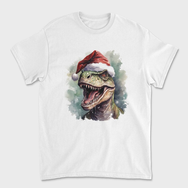 T Rex Wearing A Santa Hat Dinosaur Xmas, Tricou Barbati (Unisex)
