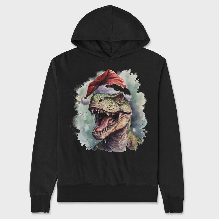 T Rex Wearing A Santa Hat Dinosaur Xmas, Hanorac Oversize Barbati (Unisex)